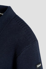 navy blue Milano knit polo neck sweater - Image n°4