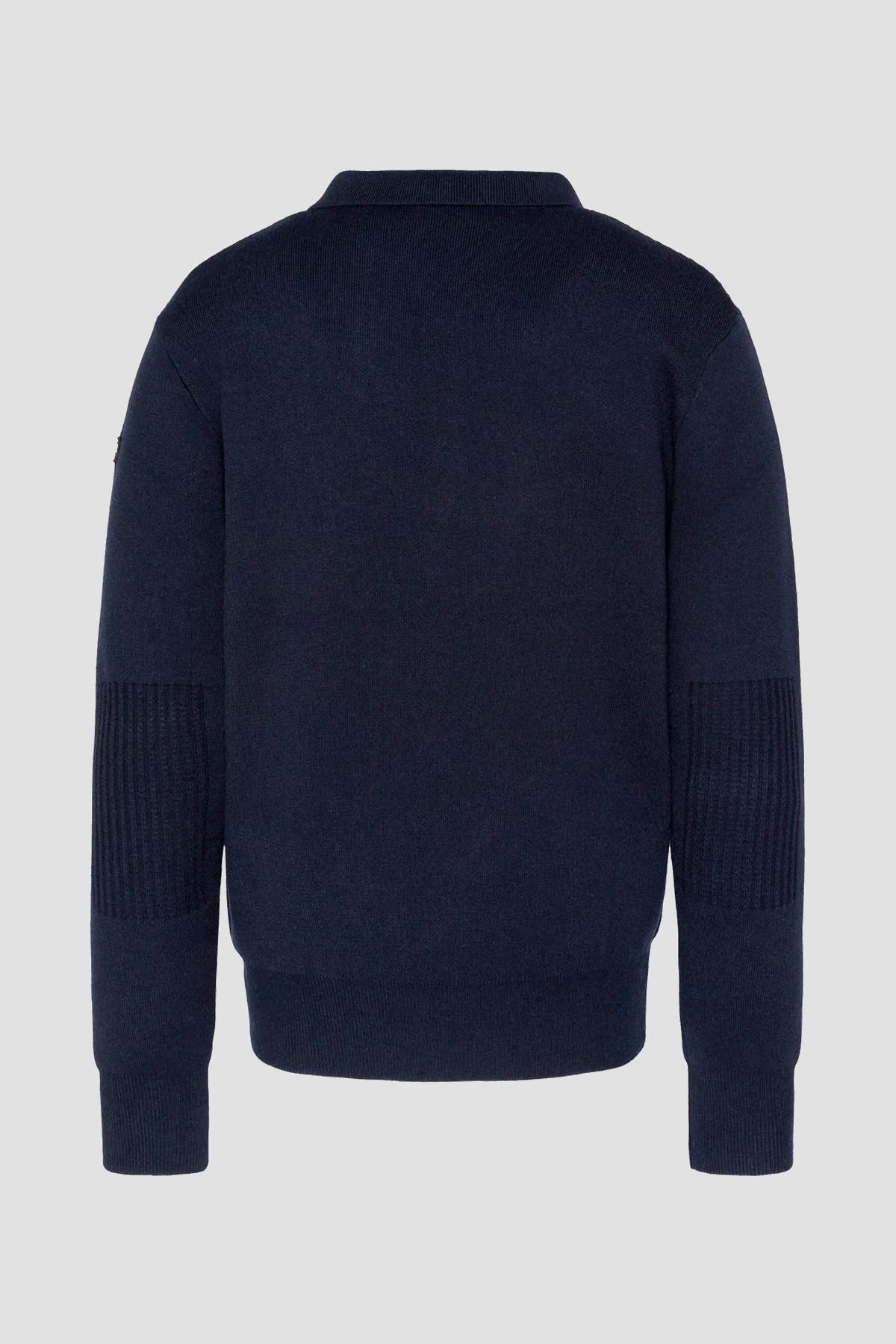 navy blue Milano knit polo neck sweater - Image n°5