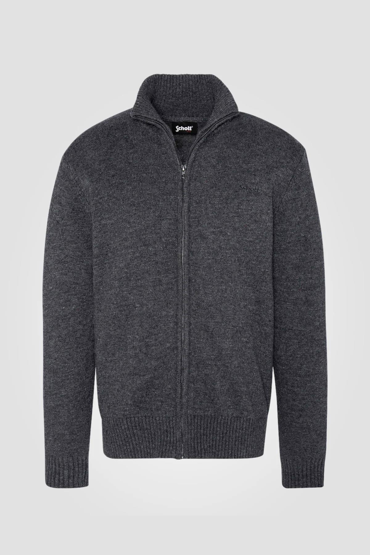 Anthracite zip-up cardigan - Image n°1