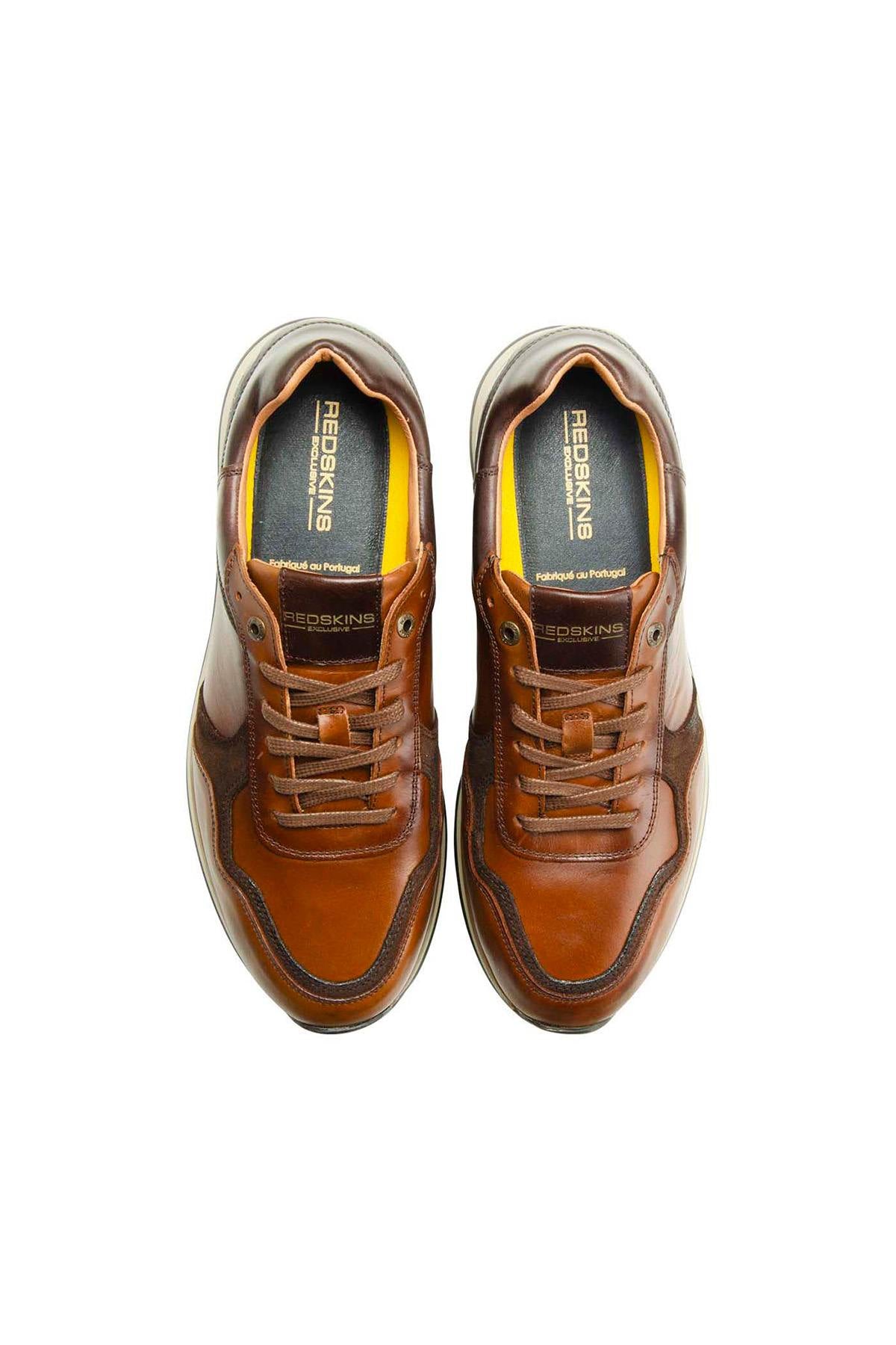Cognac and chestnut colored leather sneakers - Image n°4