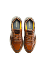 Cognac and chestnut colored leather sneakers - Image n°4