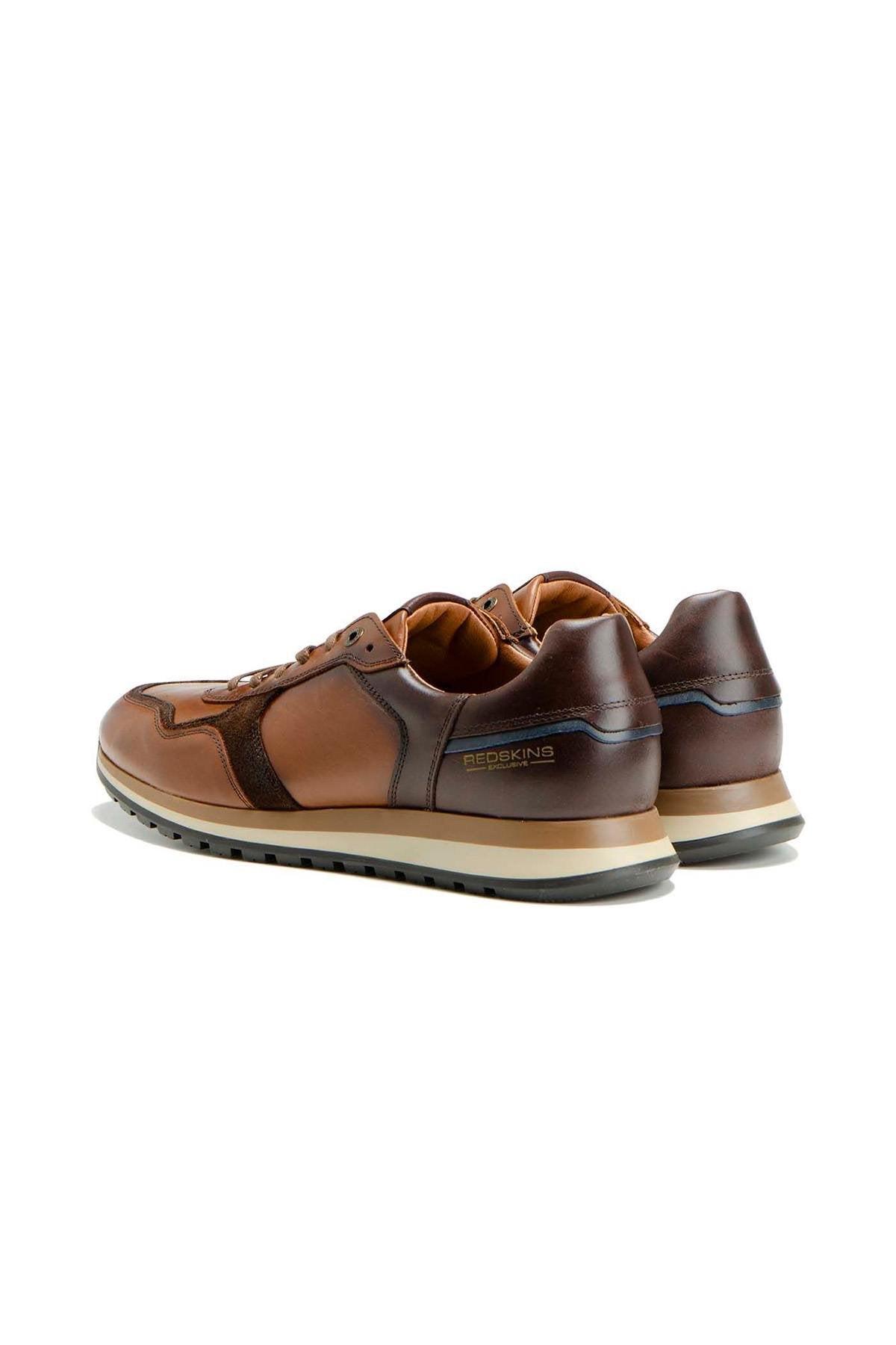Cognac and chestnut colored leather sneakers - Image n°2