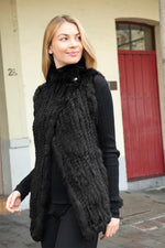 Black fur sleeveless vest - Image n°1