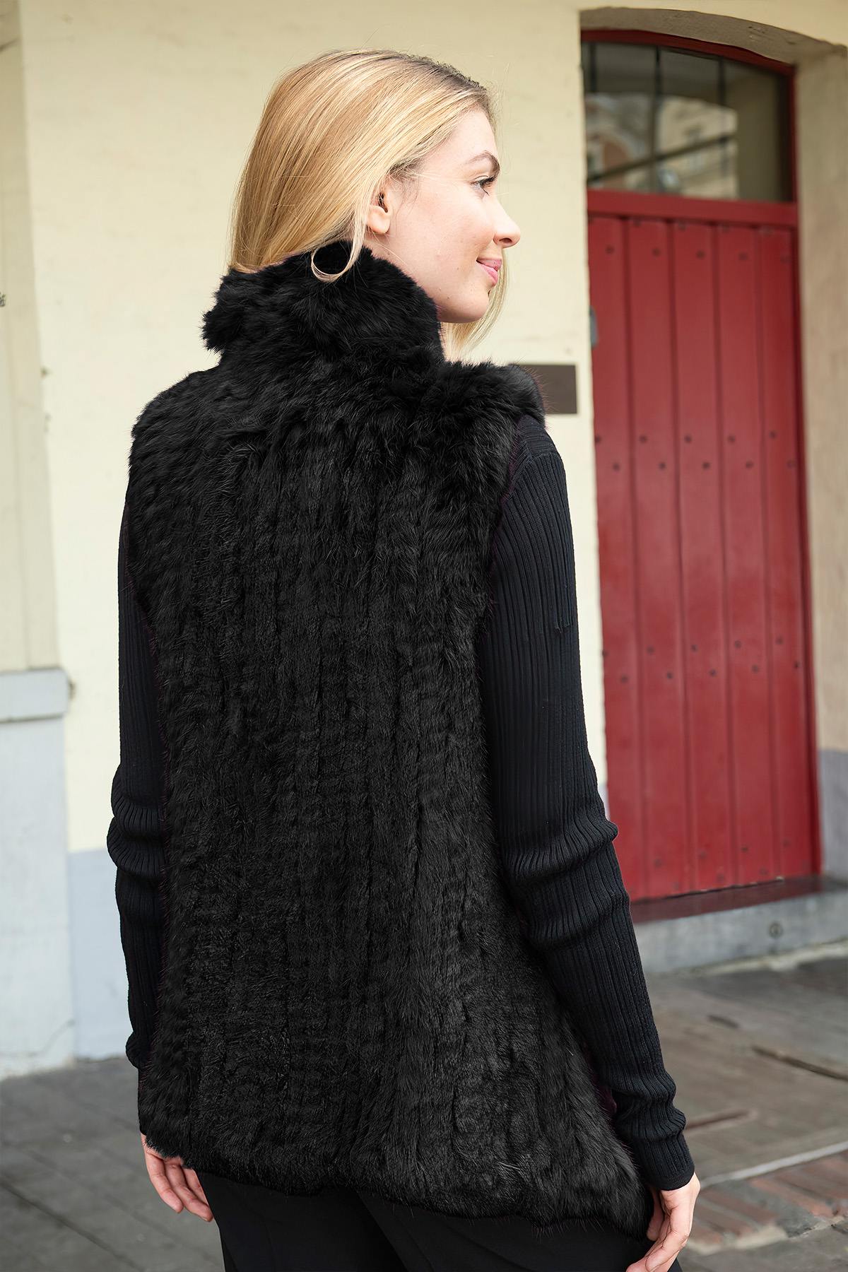 Black fur sleeveless vest - Image n°3