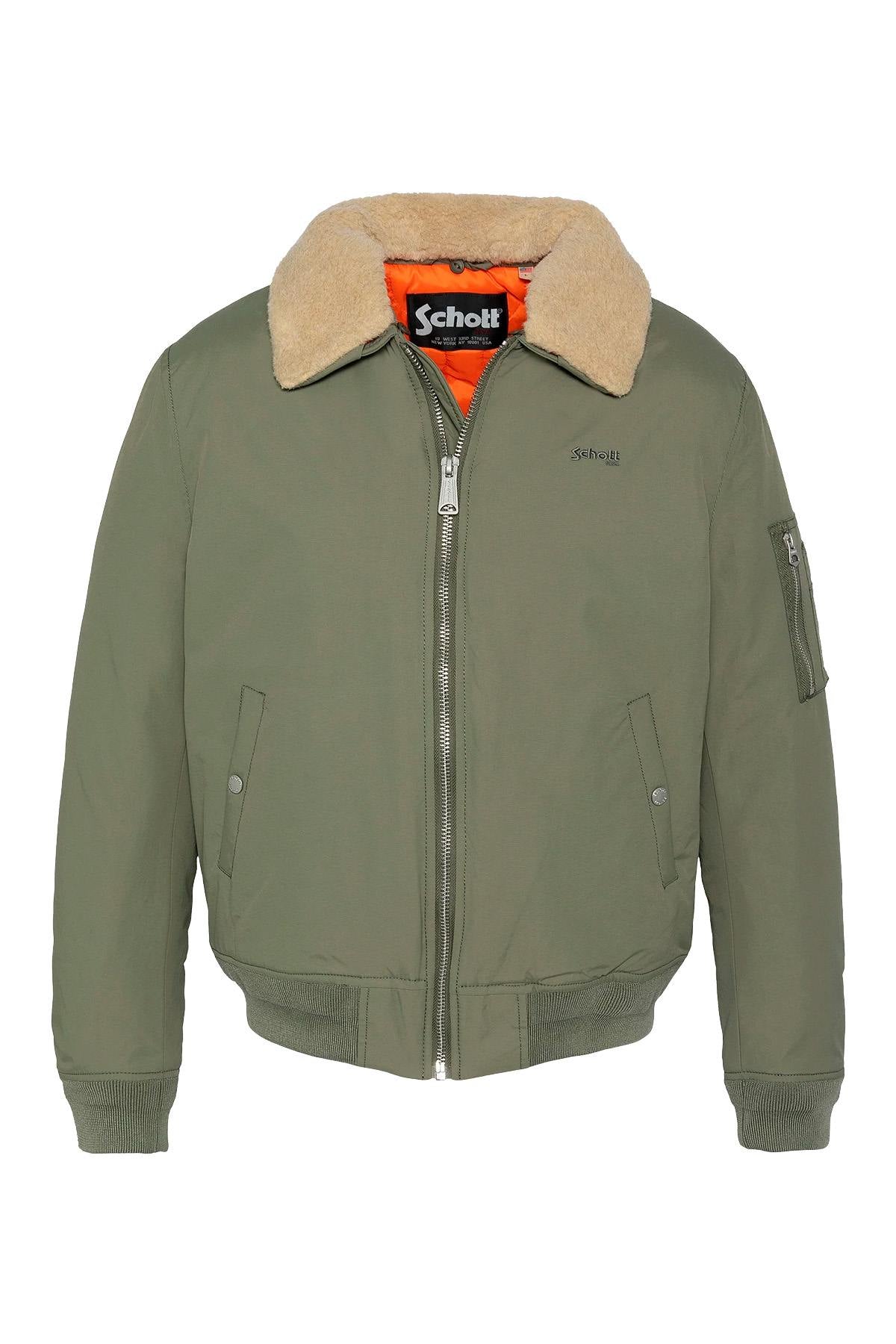 Army jacket in sage khaki and beige nylon - Image n°1