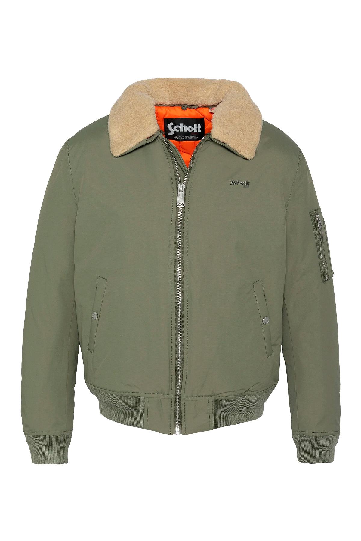 Army jacket in sage khaki and beige nylon - Image n°1