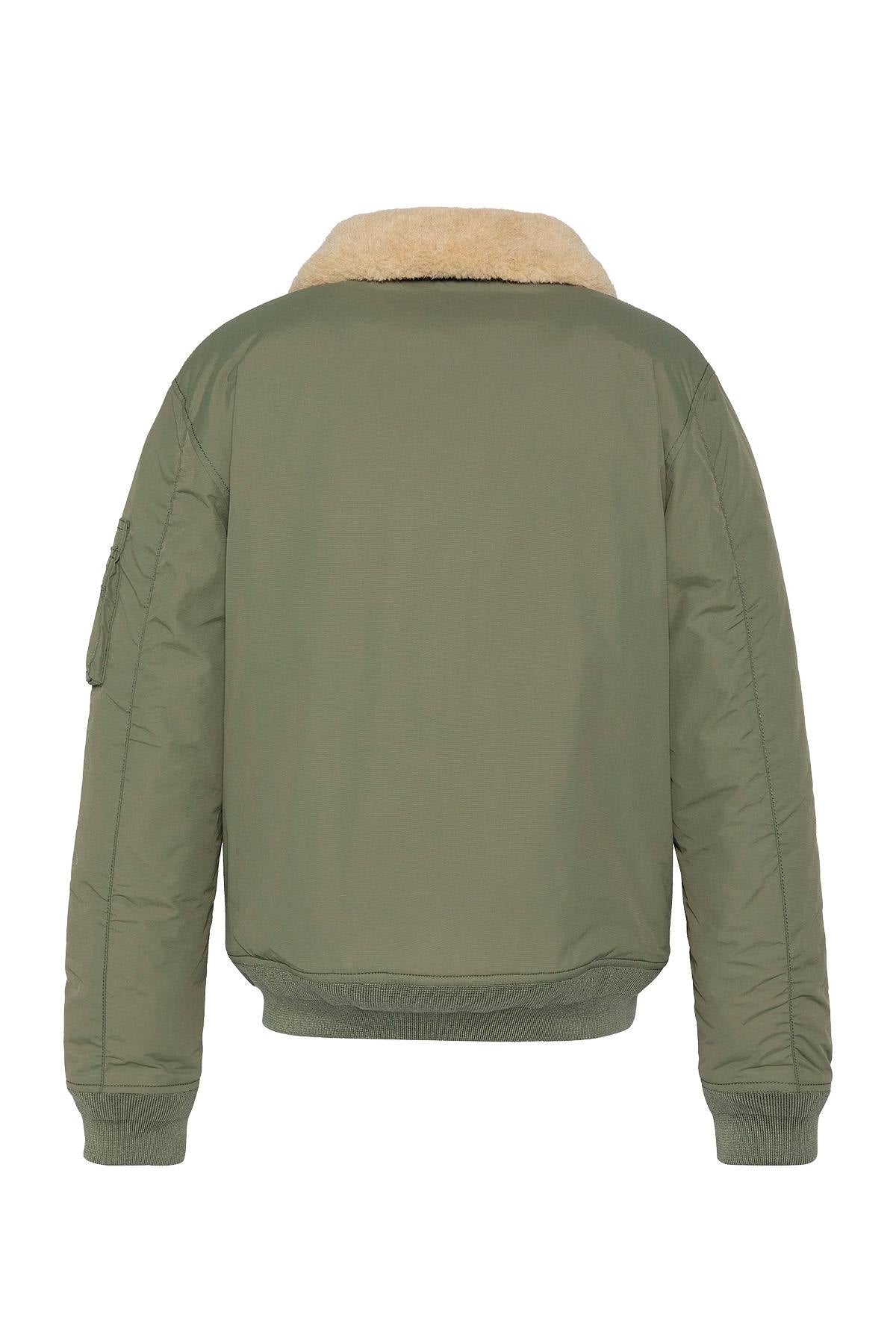 Army jacket in sage khaki and beige nylon - Image n°5
