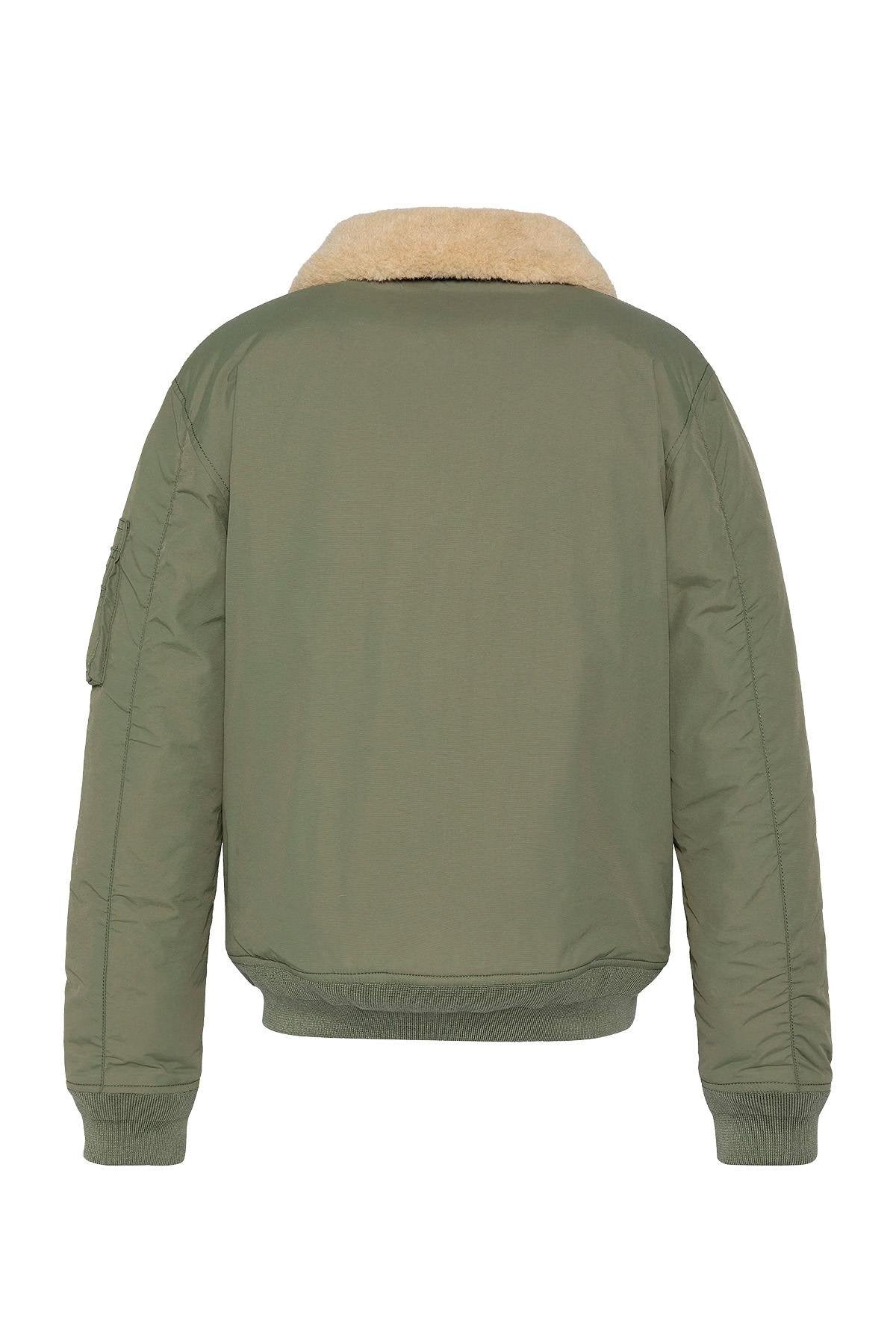 Army jacket in sage khaki and beige nylon - Image n°5