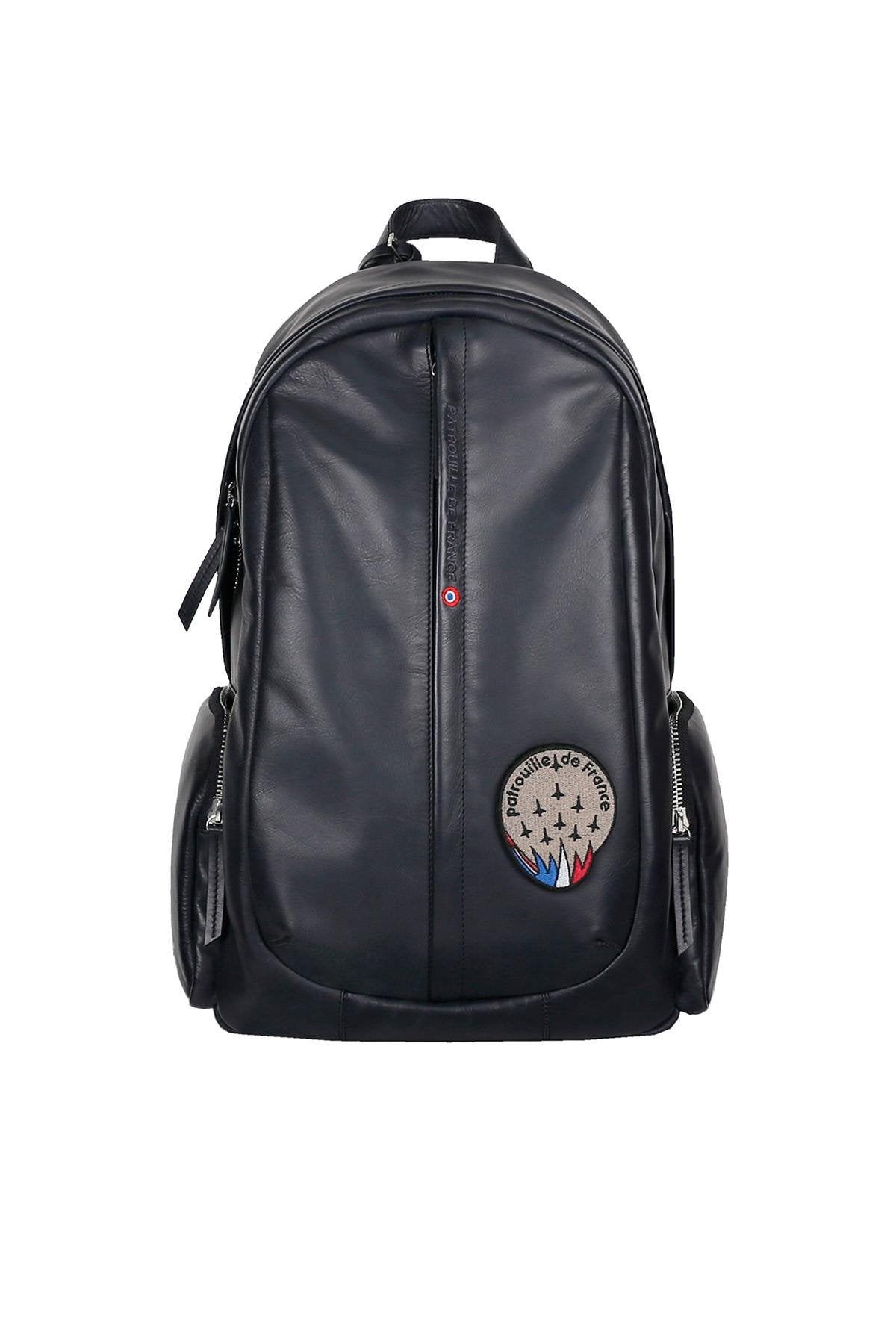 Patrouille de France navy blue leather backpack - Image n°2