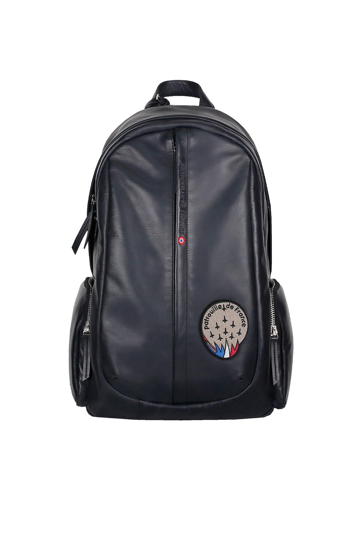 Patrouille de France navy blue leather backpack - Image n°2