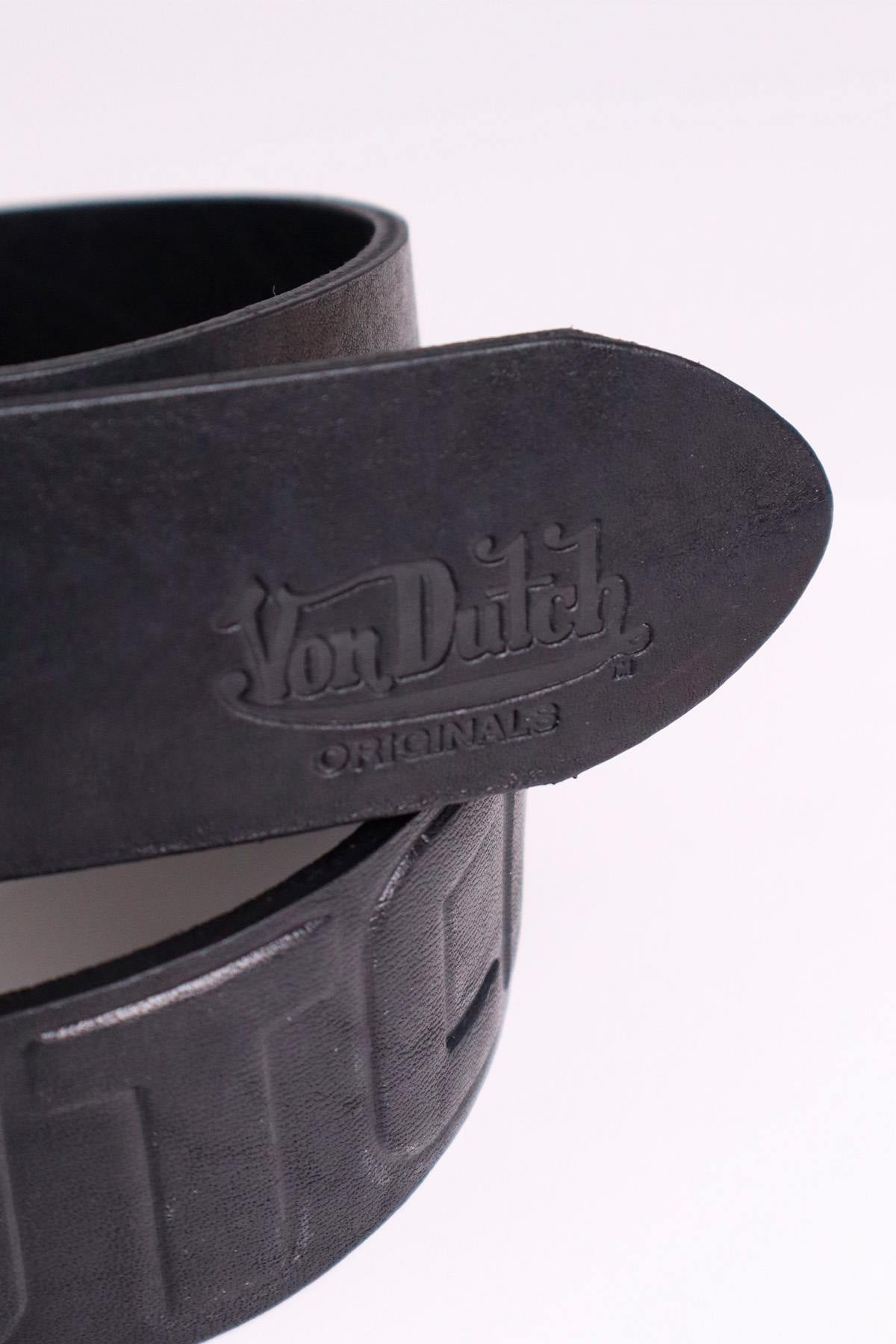 Embossed black cowhide leather belt - Image n°2