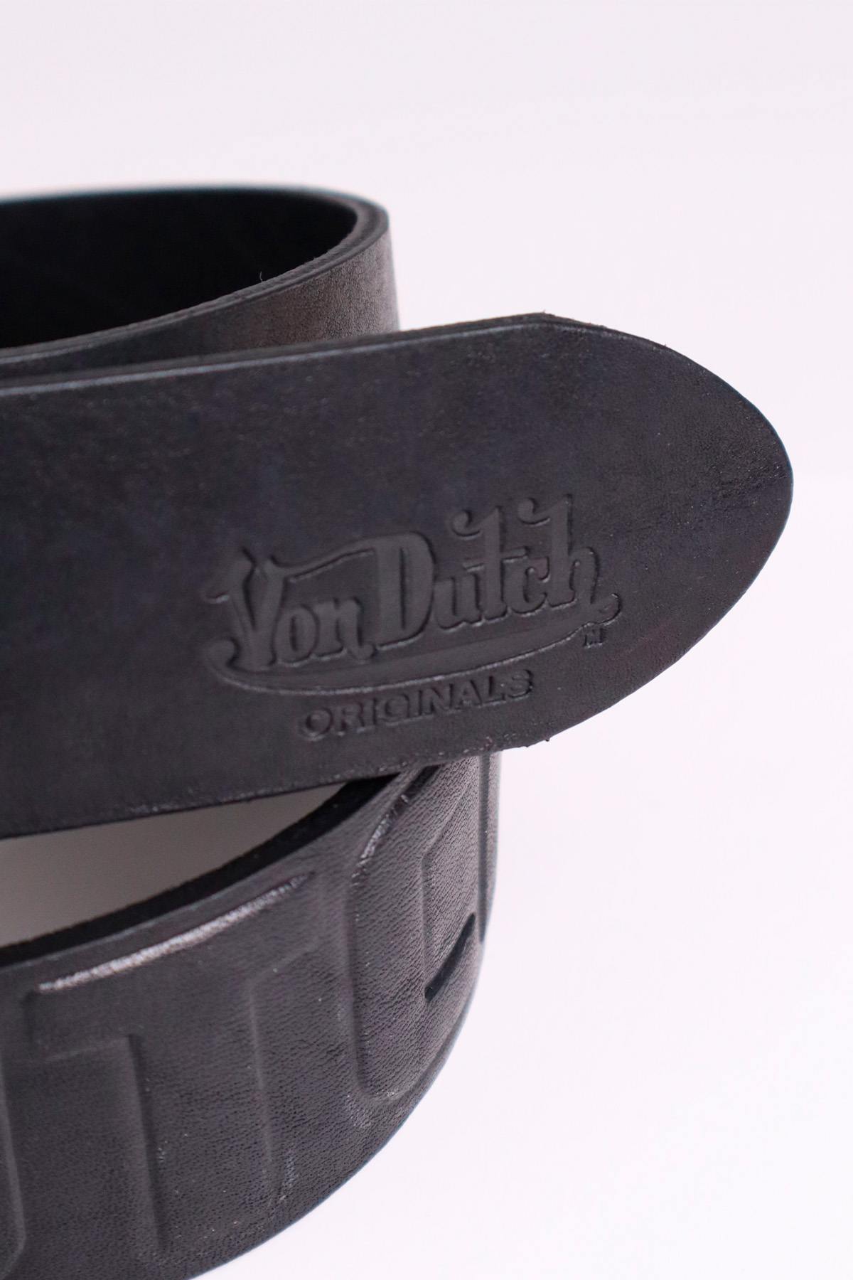 Embossed black cowhide leather belt - Image n°2