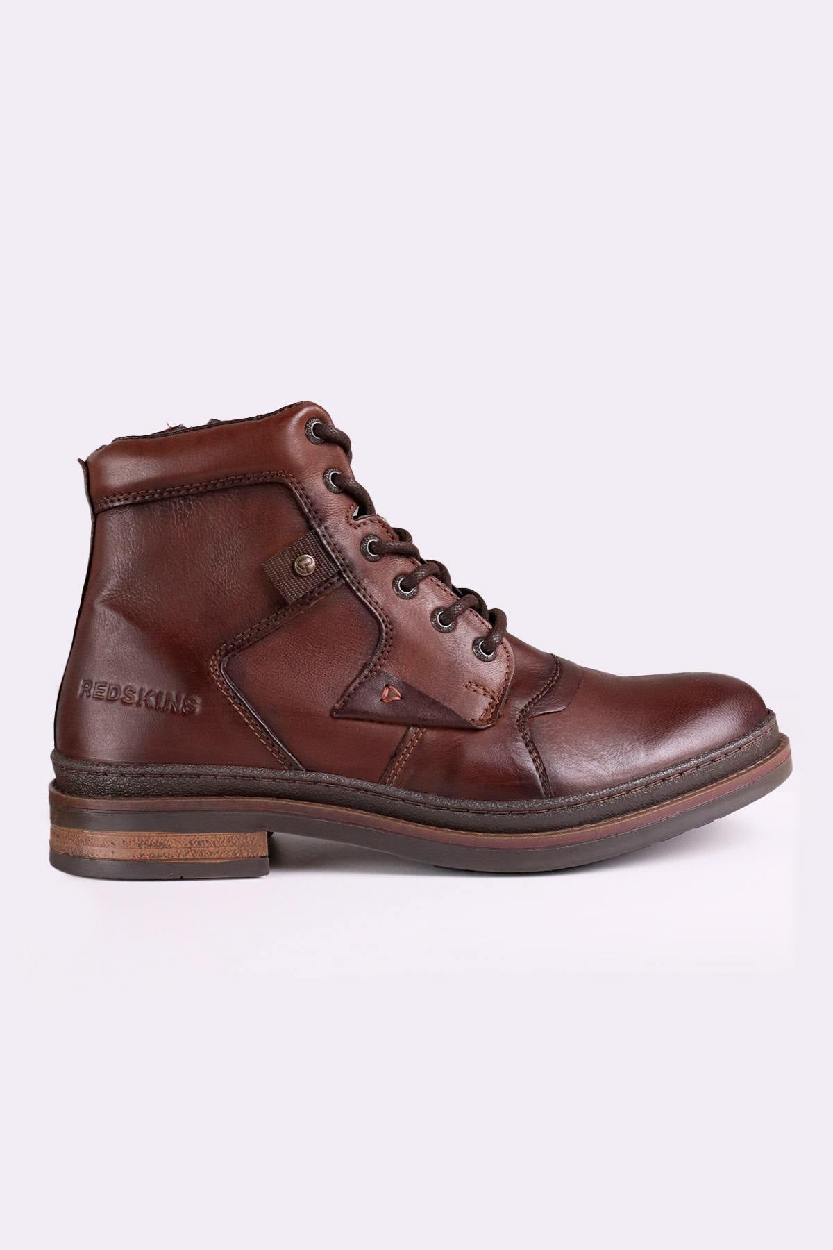Men's chestnut-colored leather boots - Image n°3