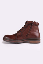 Men's chestnut-colored leather boots - Image n°5