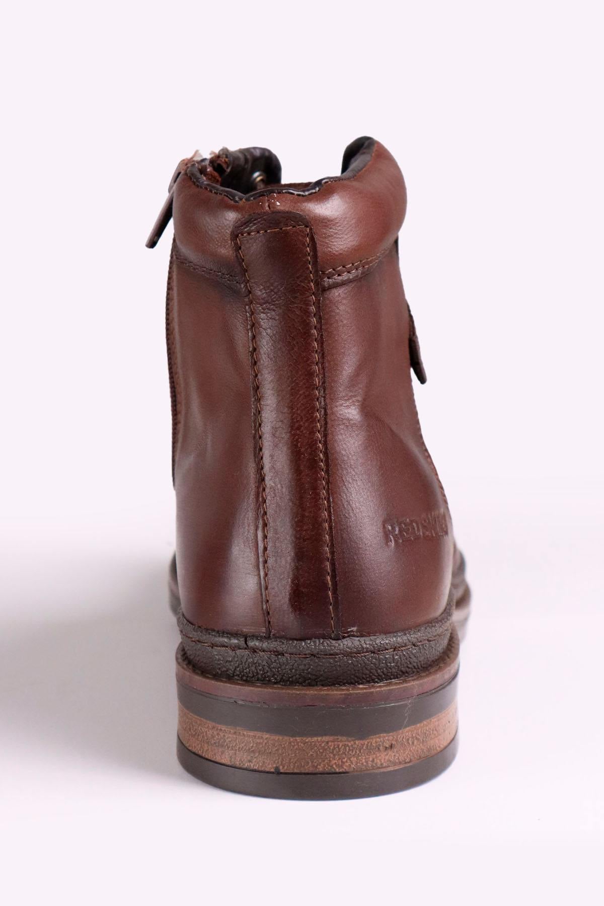 Men's chestnut-colored leather boots - Image n°7