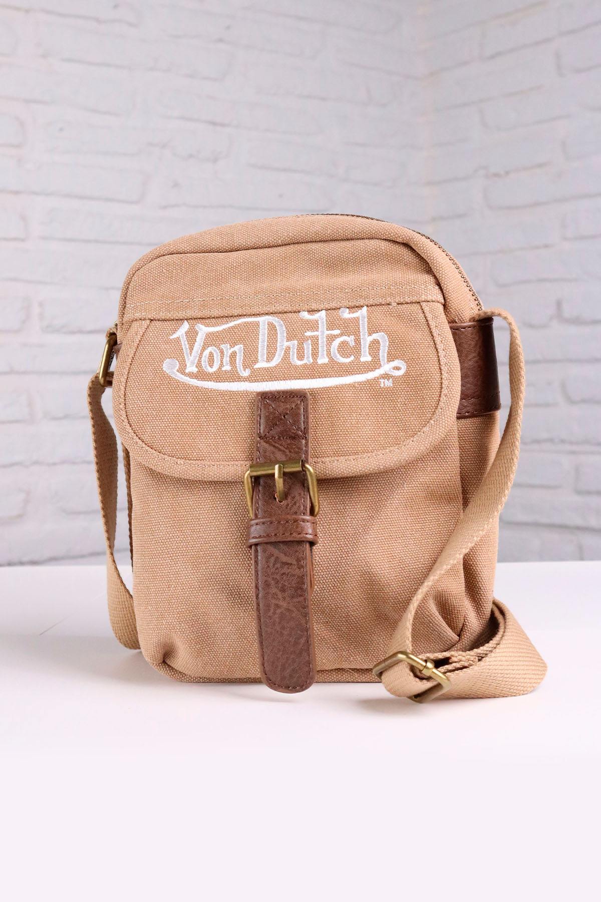 Von Dutch camel-colored textile bag - Image n°1