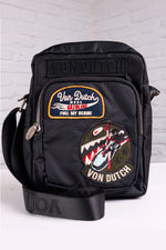 Black textile bag with Von Dutch patches - Image n°1