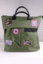 Khaki textile bag with Von Dutch patches - Image n°1