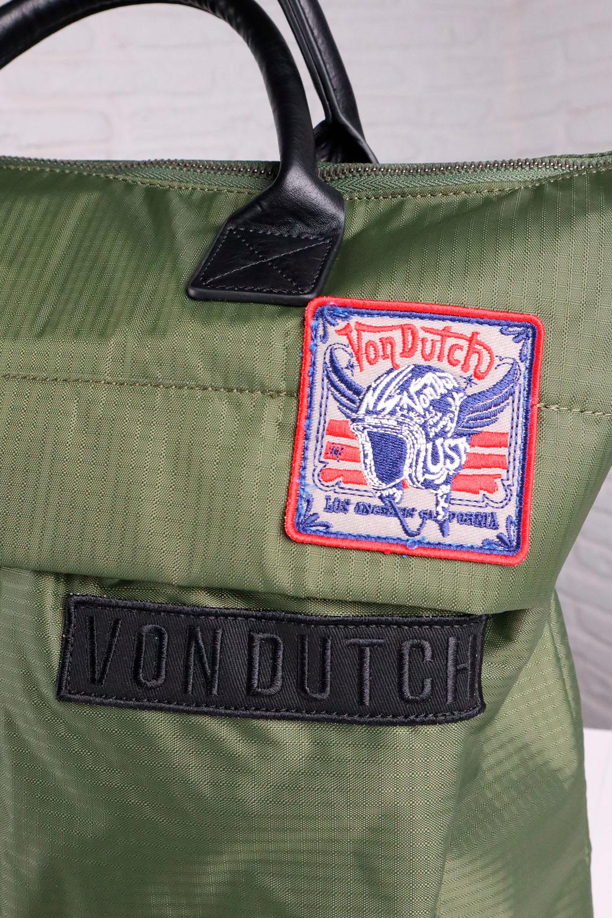 Khaki textile bag with Von Dutch patches - Image n°5