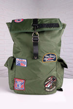 Khaki textile backpack with Von Dutch patches - Image n°1
