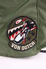 Khaki textile backpack with Von Dutch patches - Image n°4