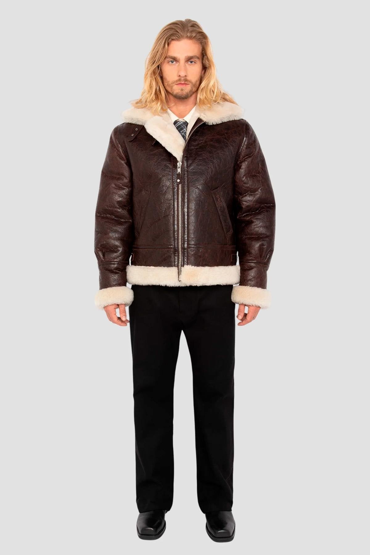 Brown cracked B3 type bomber jacket - Image n°7