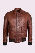 Tobacco brown leather jacket made in Italy - Image n°1