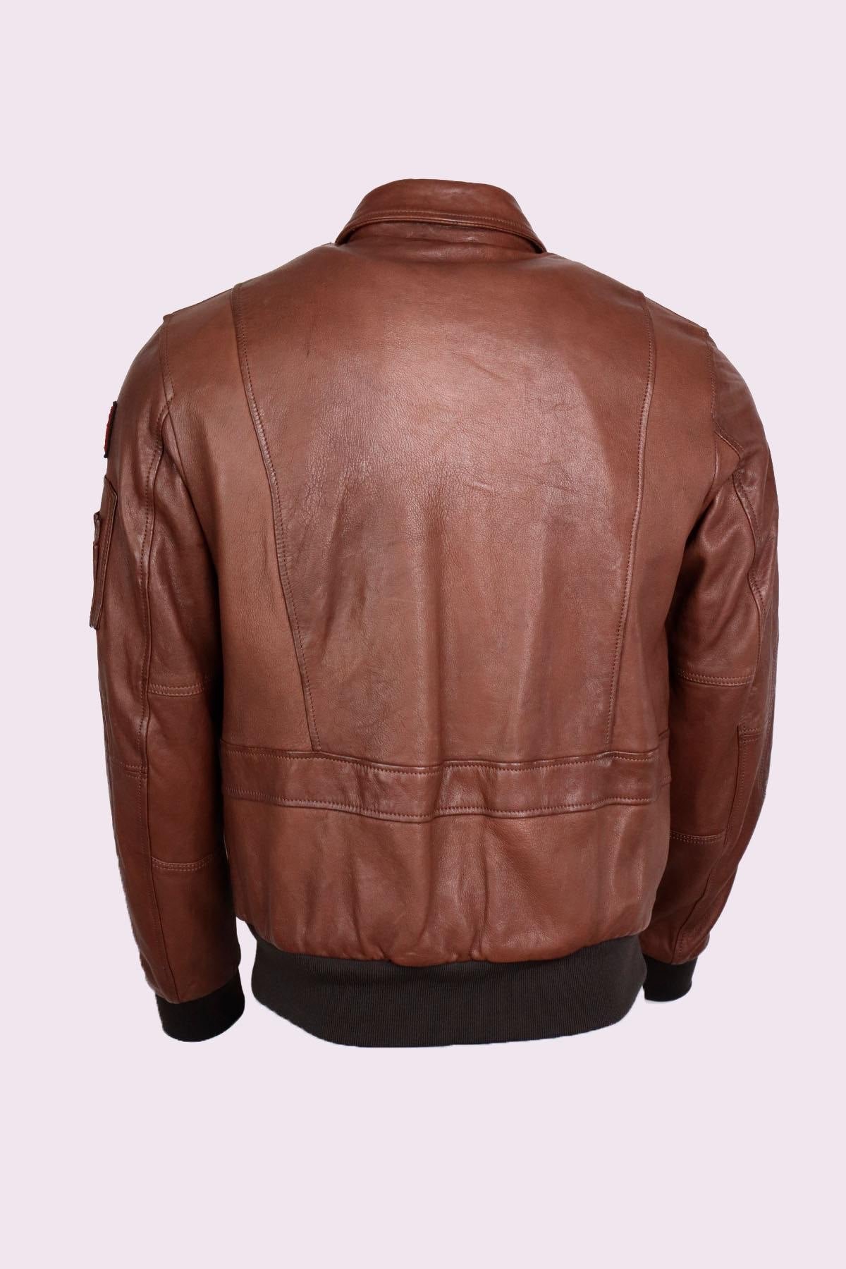 Tobacco brown leather jacket made in Italy - Image n°3