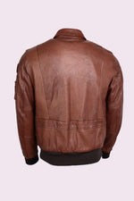 Tobacco brown leather jacket made in Italy - Image n°3