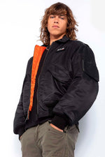 Men's black recycled nylon bomber jacket - Image n°4