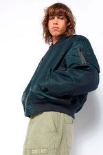 Navy blue MA-1 bomber jacket in recycled nylon - Image n°5