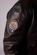Slim brown lambskin jacket with teddy collar and PAF badge. - Image n°3