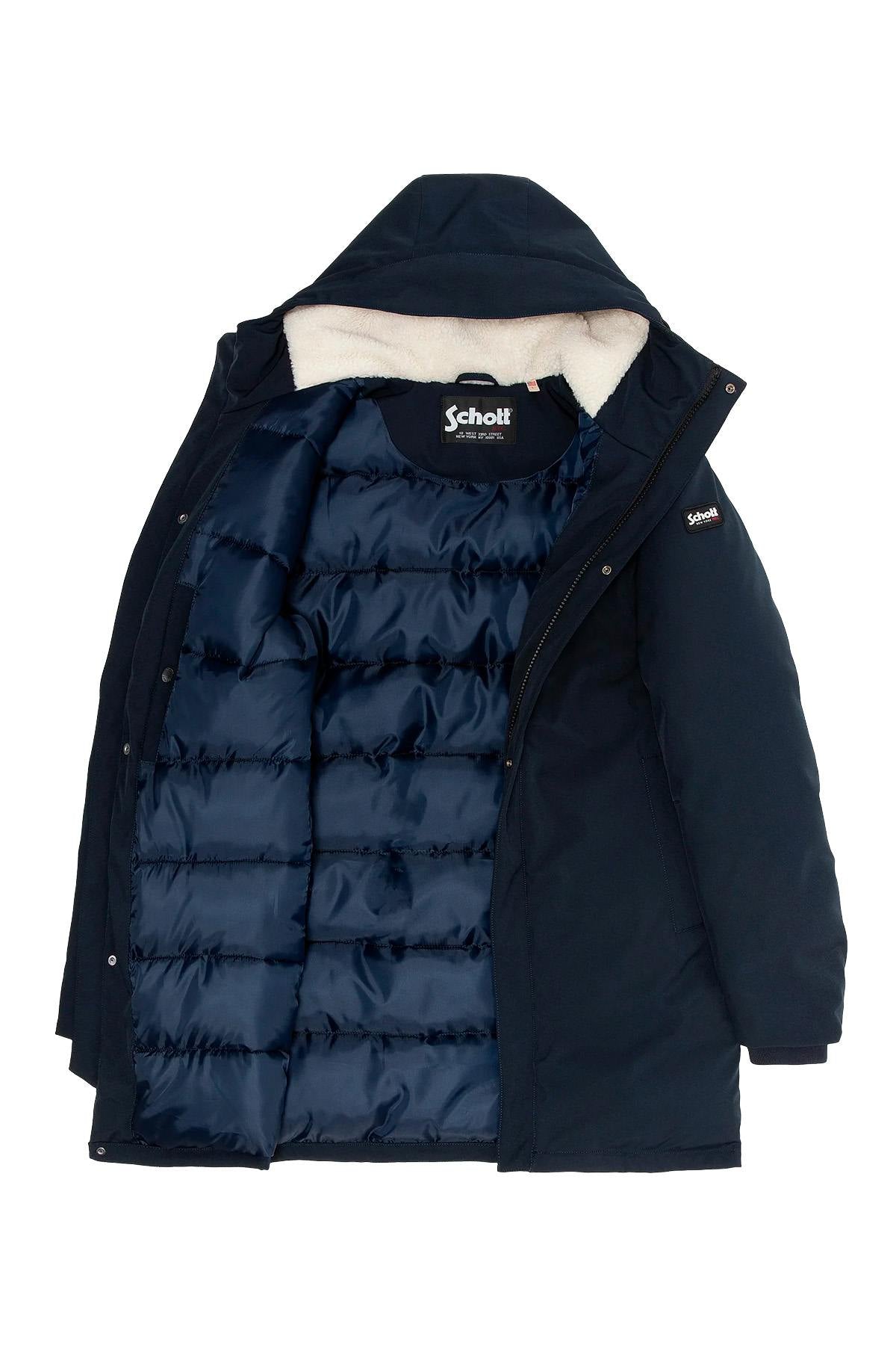 Navy blue multi-pocket textile parka - Image n°6