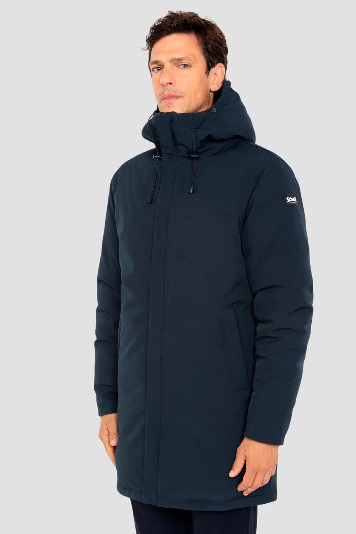 Navy blue multi-pocket textile parka - Image n°9
