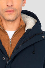 Navy blue multi-pocket textile parka - Image n°4