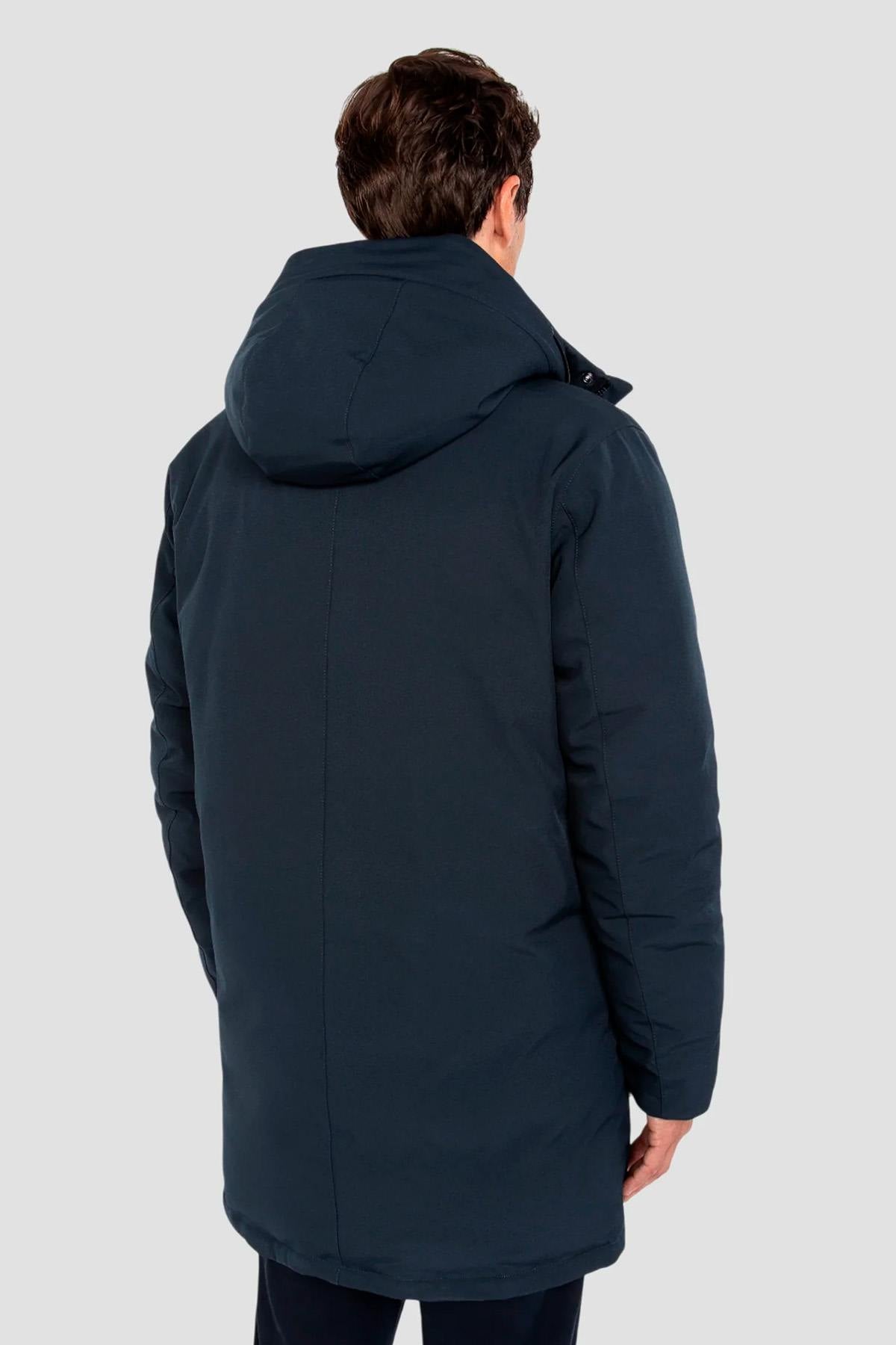 Navy blue multi-pocket textile parka - Image n°3