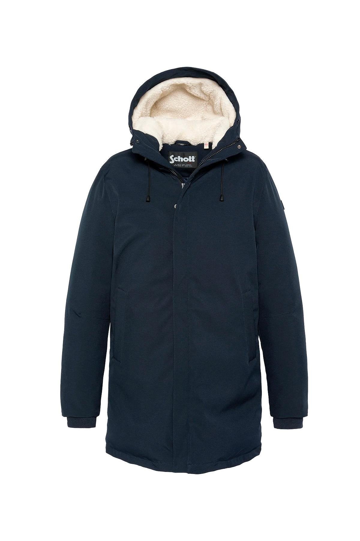 Navy blue multi-pocket textile parka - Image n°5