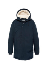 Navy blue multi-pocket textile parka - Image n°5