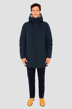 Navy blue multi-pocket textile parka - Image n°10