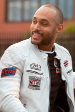 White racing leather jacket - Image n°2