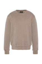 Taupe crew neck sweatshirt with a faded effect - Image n°1