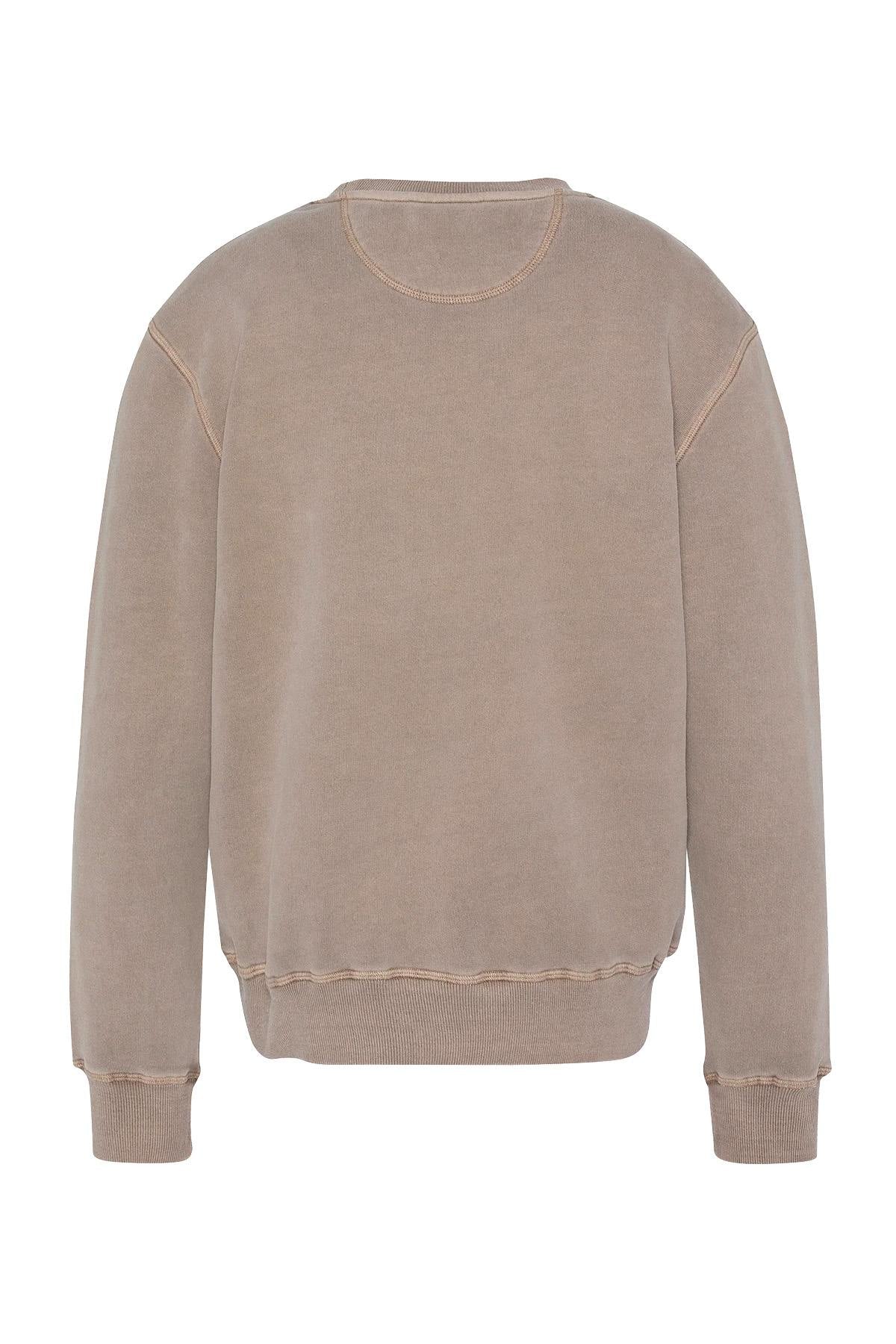 Taupe crew neck sweatshirt with a faded effect - Image n°2