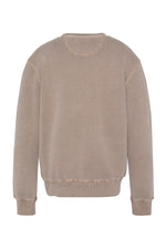 Taupe crew neck sweatshirt with a faded effect - Image n°2