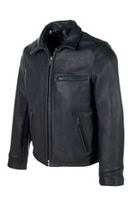 Black cowhide leather shirt-collar jacket, Made in USA - Image n°5