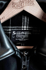 Black cowhide leather shirt-collar jacket, Made in USA - Image n°2