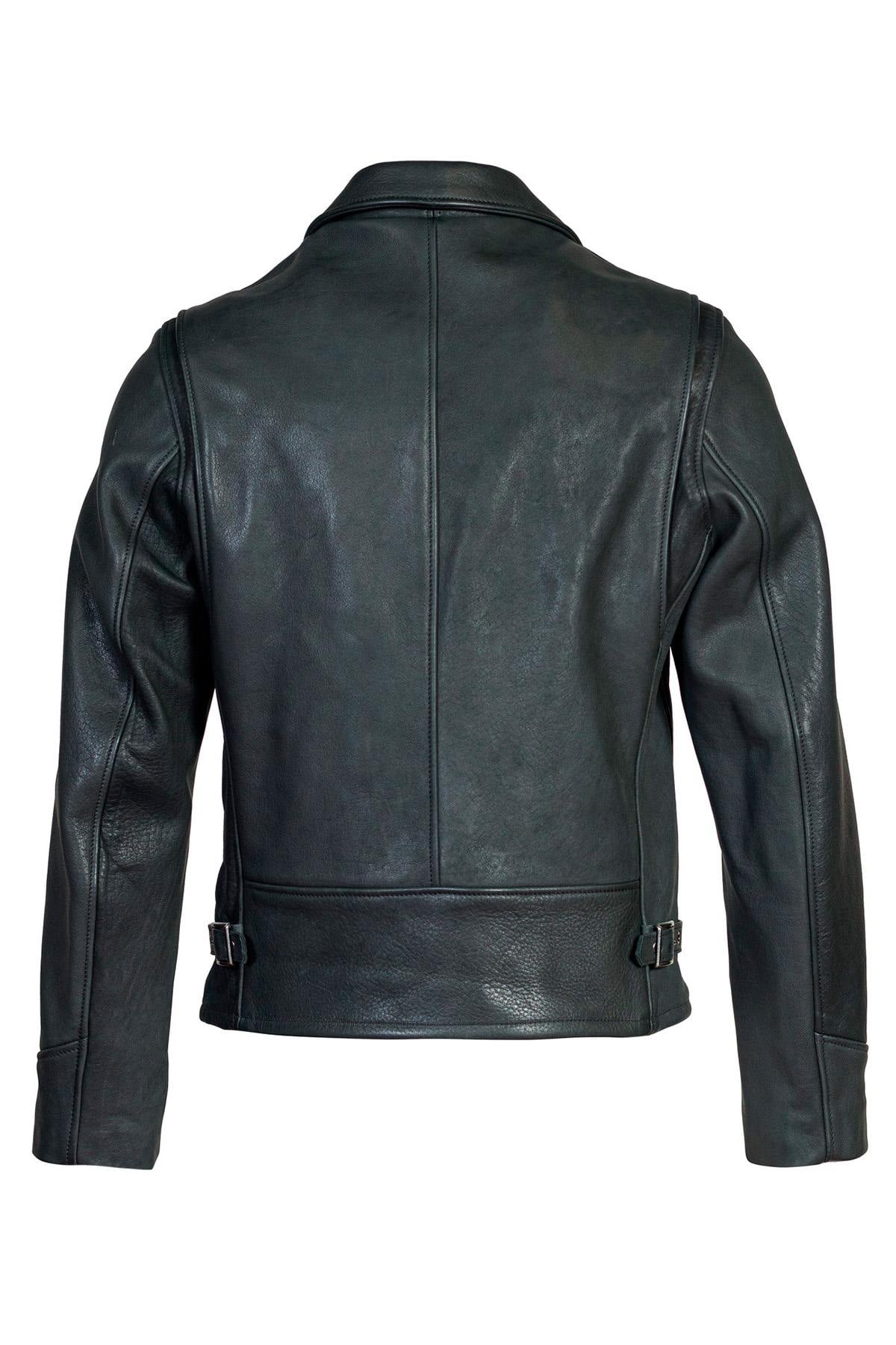 Black cowhide leather shirt-collar jacket, Made in USA - Image n°3