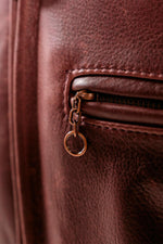 Wine red cowhide leather cafe racer jacket, Made in USA - Image n°4