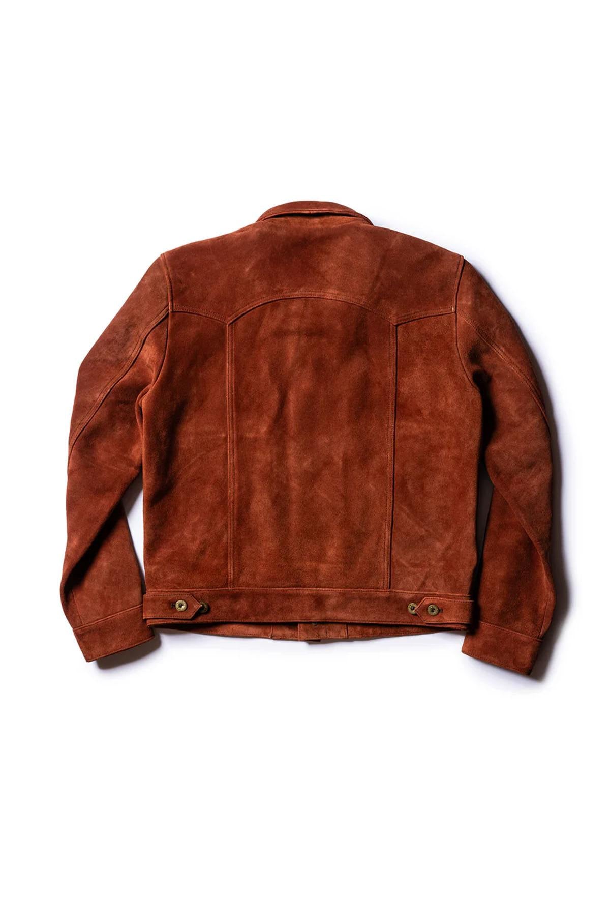 Copper roughout cowhide trucker jacket, Western-inspired and modern. - Image n°7