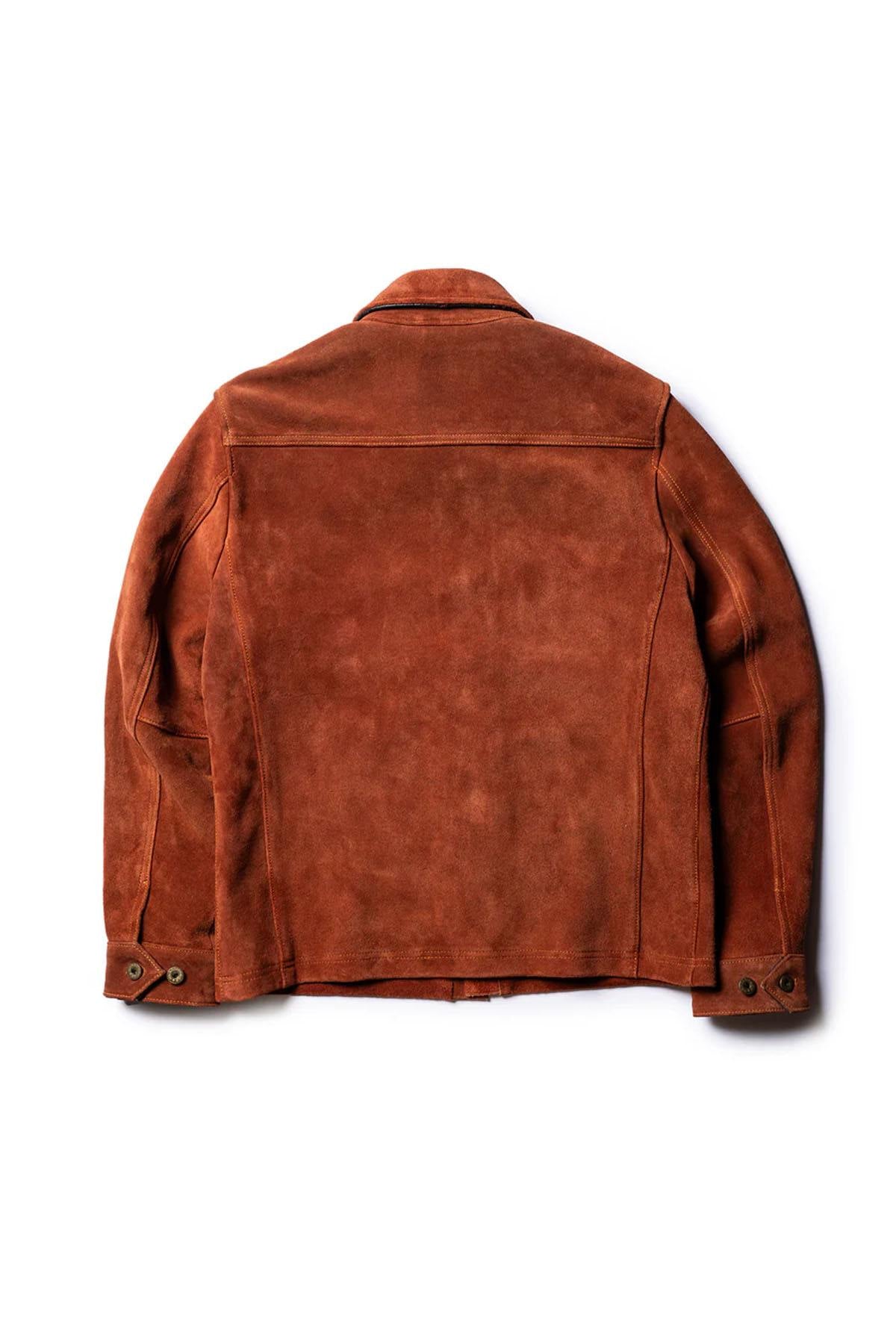 Copper-colored suede leather work jacket - Image n°16