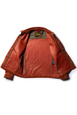 Copper-colored suede leather work jacket - Image n°15